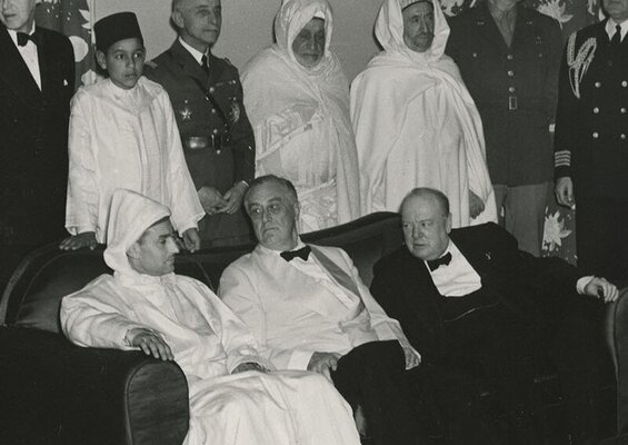 Franklin roosevelt winston churchill mohammed v and hassan ii at the casablanca conference