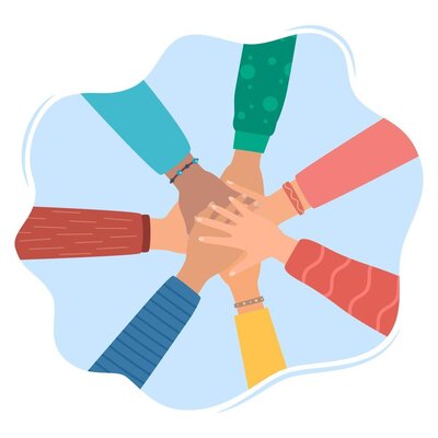 15407566 multicultureel mensen zetten handen samen teamwerk vriendschap eenheid helpen gelijkwaardigheid steun vennootschap gemeenschap sociaal beweging vriendschap concept sterk samen illustratie